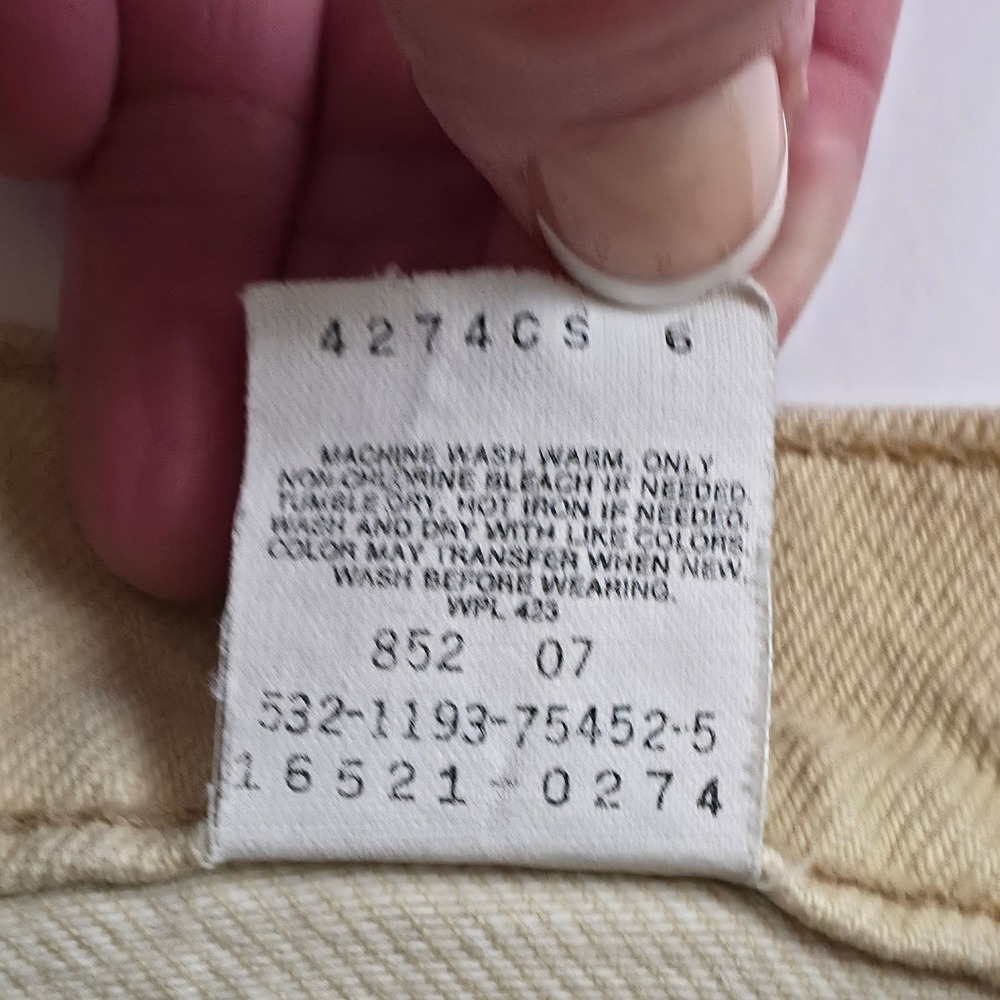 Levis Vintage 90s Tapered Jeans Women 12 M Sand Tan High Waisted Made in USA 550 - Picture 5 of 15